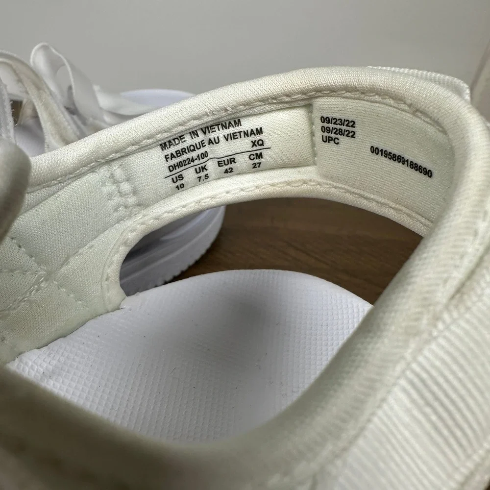 Nike Sandals Womens 10 White Icon Classic Platform Strappy Streetwear